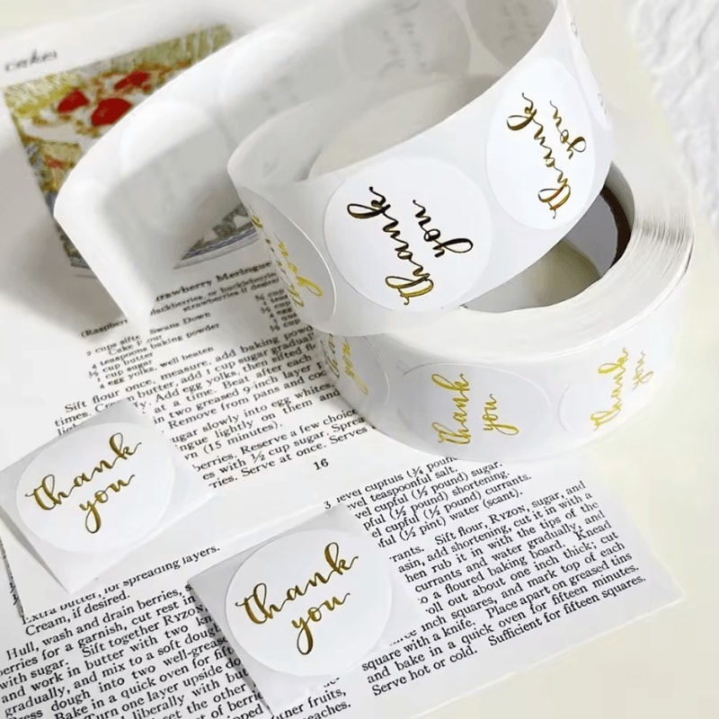 500Pcs Thank You Stickers Kraft Paper Sticker Rolls With Cute Thank You Seal Labels For Party Favo 9