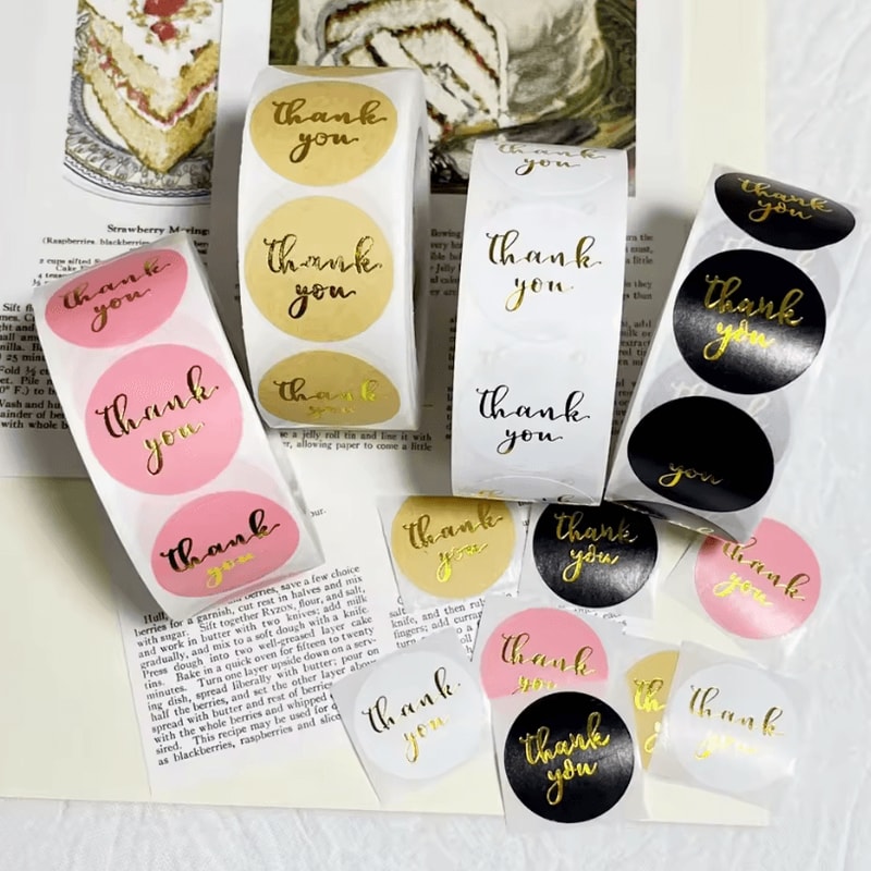 500Pcs Thank You Stickers Kraft Paper Sticker Rolls With Cute Thank You Seal Labels For Party Favo 2