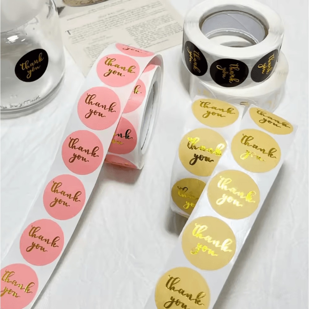 500Pcs Thank You Stickers Kraft Paper Sticker Rolls With Cute Thank You Seal Labels For Party Favo 3