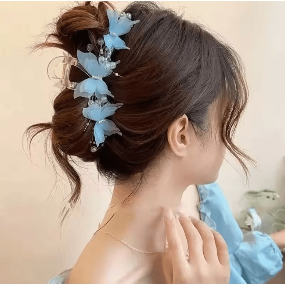 Sheer Butterfly Claw Clip Pearl Rhinestone Hair Clip With Fairycore Hair Accessories For Elegant S 0