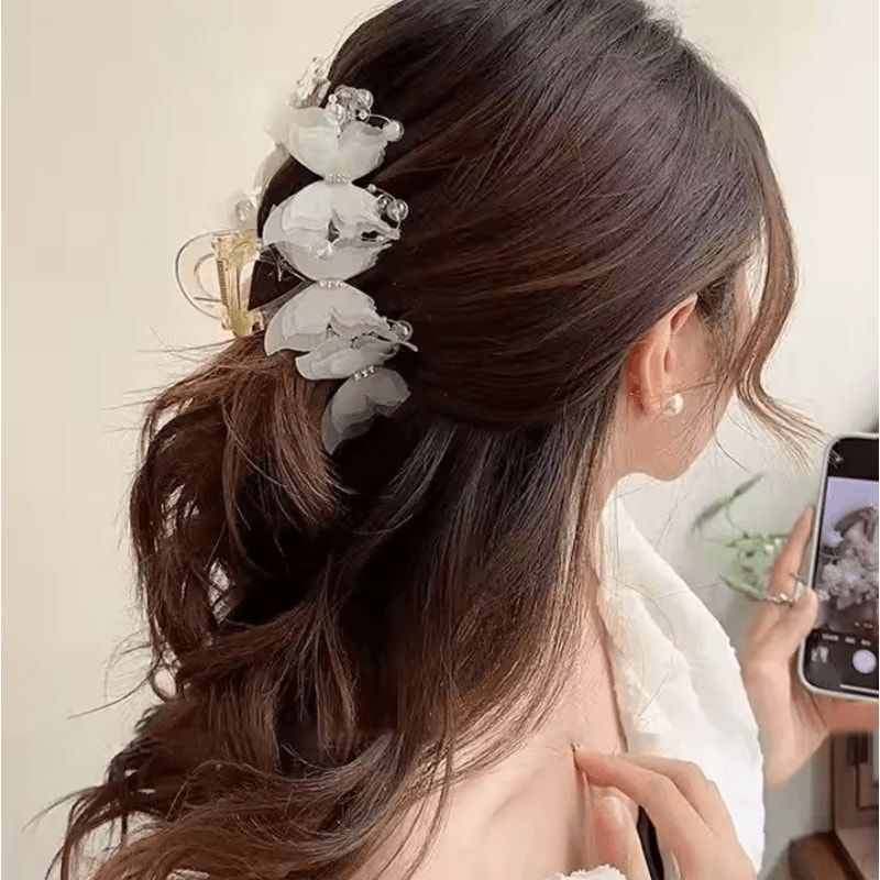 Sheer Butterfly Claw Clip Pearl Rhinestone Hair Clip With Fairycore Hair Accessories For Elegant S 3
