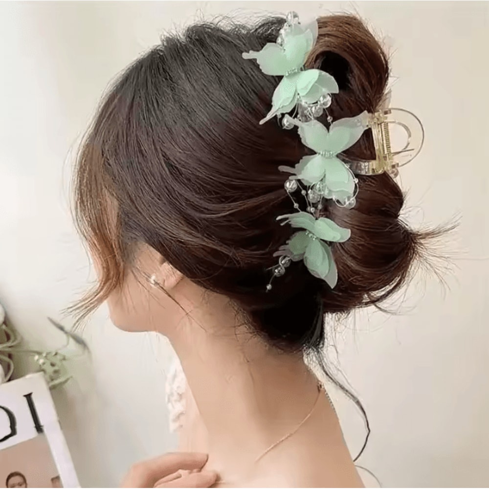 Sheer Butterfly Claw Clip Pearl Rhinestone Hair Clip With Fairycore Hair Accessories For Elegant S 4
