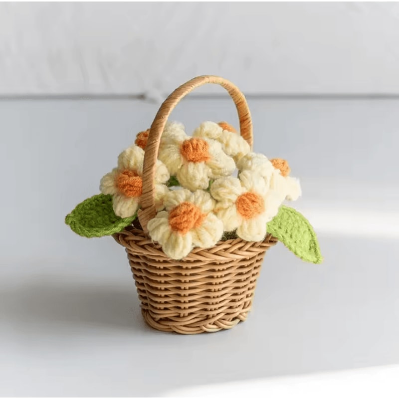 Adorable Crochet Sunflower Ornament HandKnitted Flower Decor For Potted Flower Table Decor And Cut 9