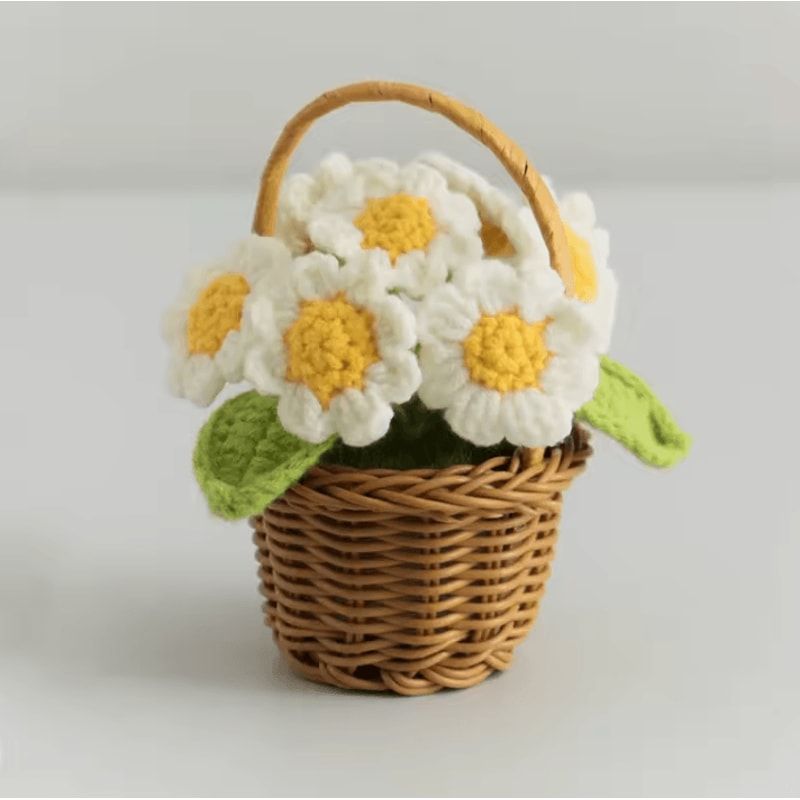 Adorable Crochet Sunflower Ornament HandKnitted Flower Decor For Potted Flower Table Decor And Cut 14