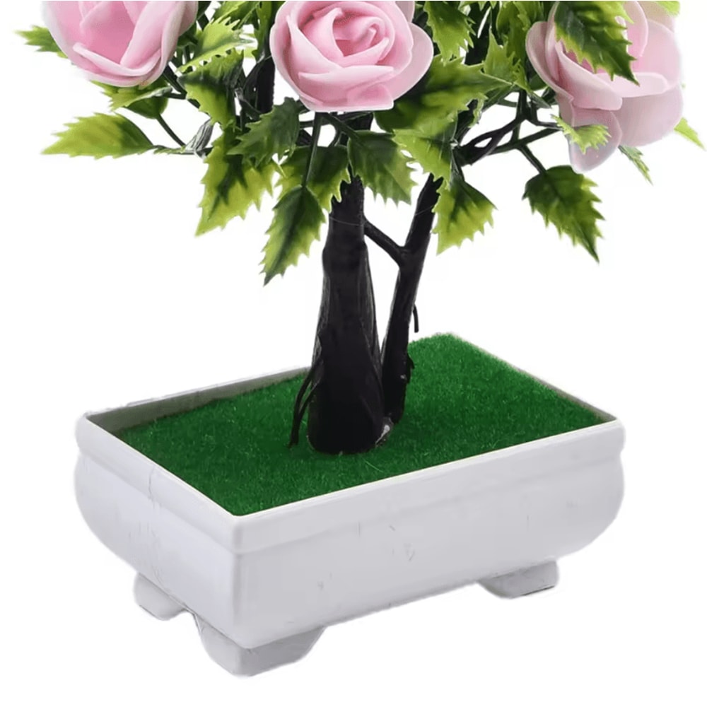 Realistic Artificial Potted Flower Plant Fake Bonsai Plant Decor For Indoor Outdoor Garden Ornamen 3