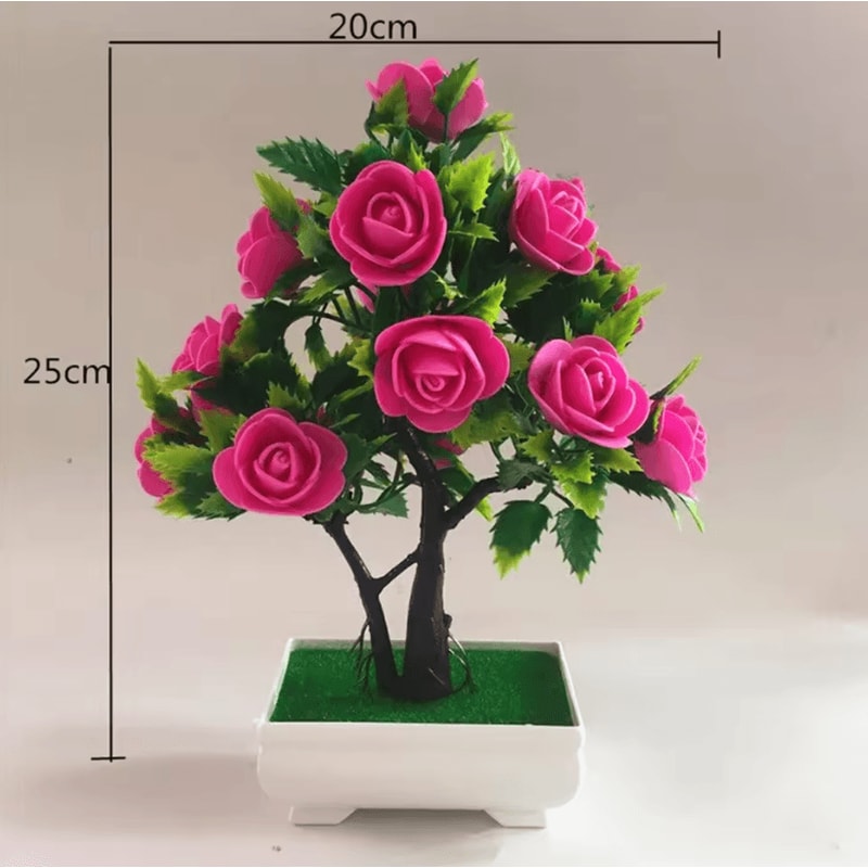 Realistic Artificial Potted Flower Plant Fake Bonsai Plant Decor For Indoor Outdoor Garden Ornamen 4
