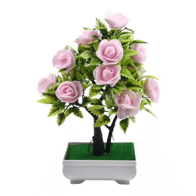 Realistic Artificial Potted Flower Plant Fake Bonsai Plant Decor For Indoor Outdoor Garden Ornamen 6
