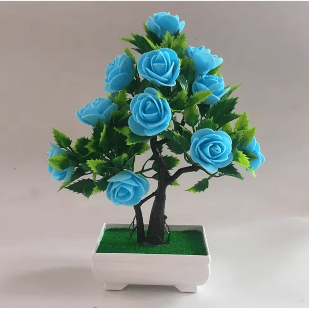 Realistic Artificial Potted Flower Plant Fake Bonsai Plant Decor For Indoor Outdoor Garden Ornamen 7