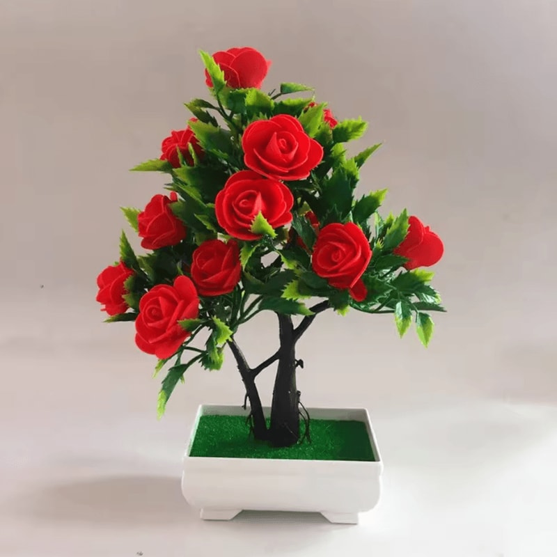 Realistic Artificial Potted Flower Plant Fake Bonsai Plant Decor For Indoor Outdoor Garden Ornamen 8