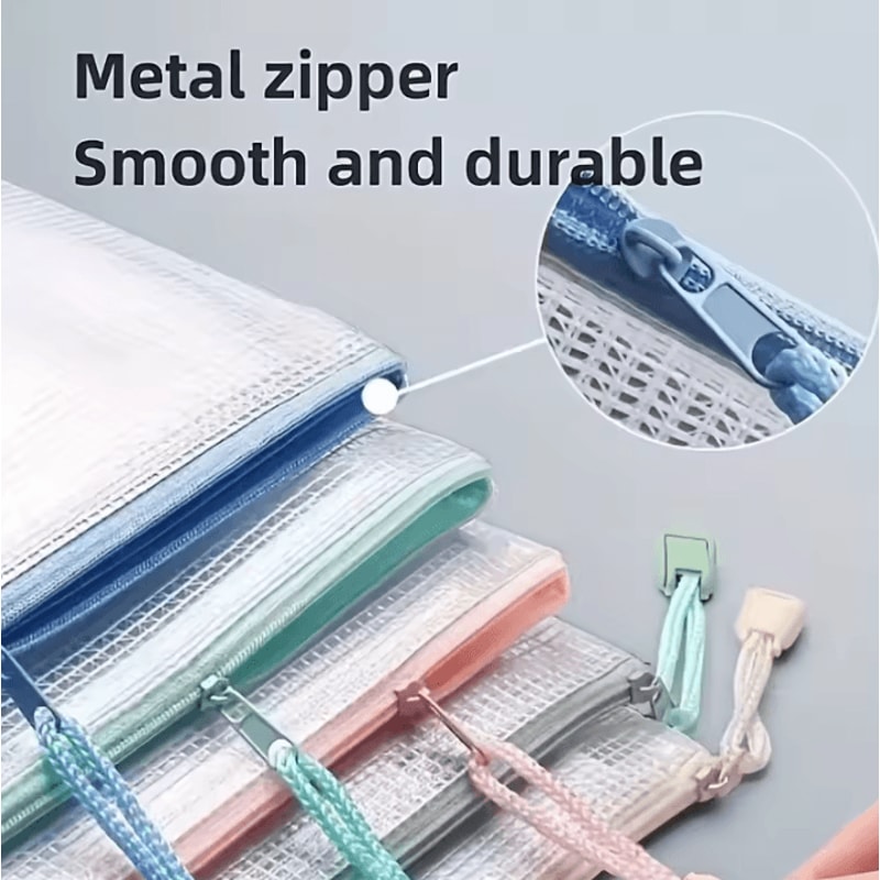 5 Piece PVC Mesh Zipper Storage Folders Stackable File Organizers For HeavyDuty Office Storage And 2