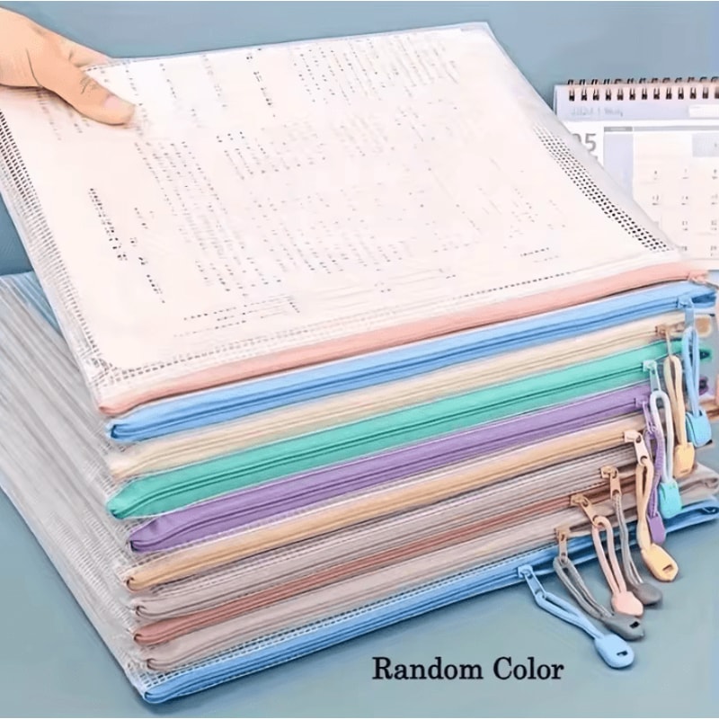 5 Piece PVC Mesh Zipper Storage Folders Stackable File Organizers For HeavyDuty Office Storage And 0