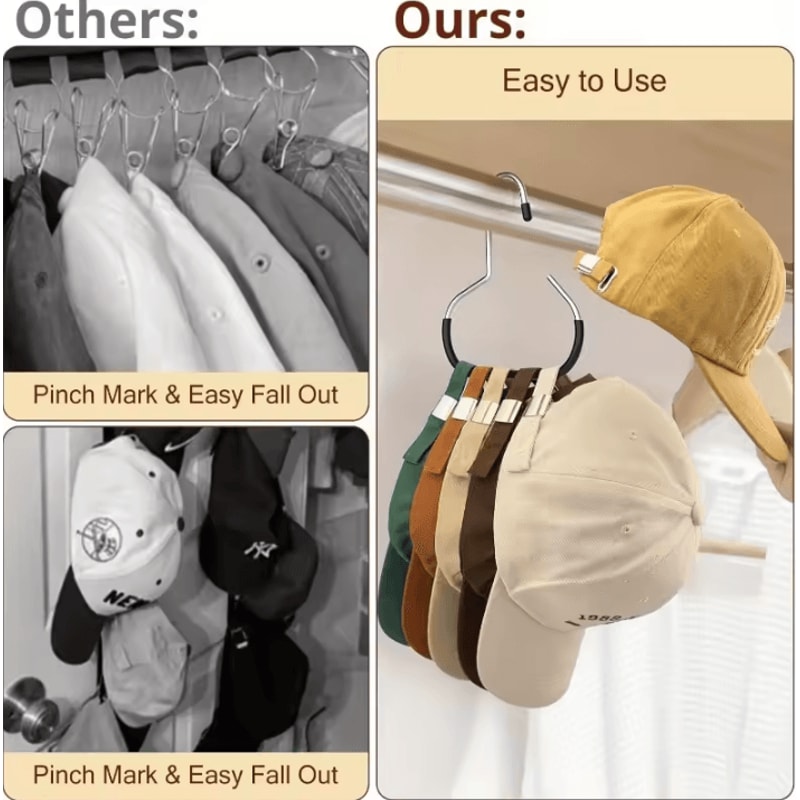 Durable Stainless Steel Hat Hanger NonSlip Hanging Hooks For Wardrobe Storage Organizer MultiPurp 4