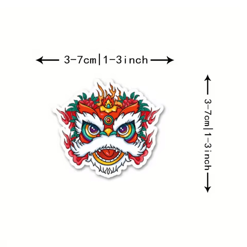 50Pcs Random Lion Dance Stickers Chinese Style Sticker Pack With Cute Animal Decals For Scrapbooki 5