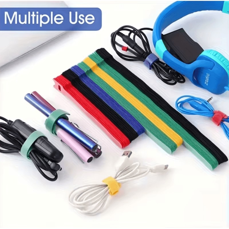 100Pcs Reusable Cable Ties Hook And Loop Fastening Straps For Wire Organizers And MultiPurpose Cab 2