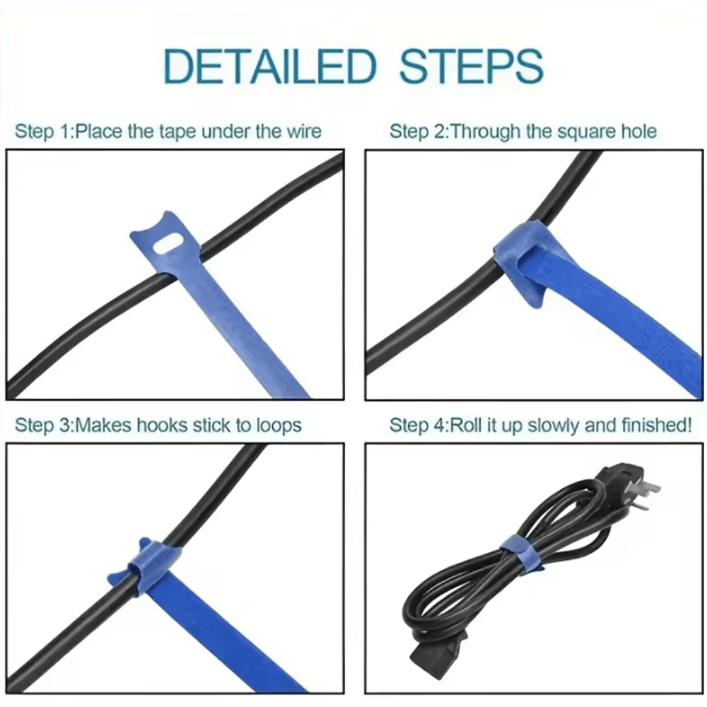 100Pcs Reusable Cable Ties Hook And Loop Fastening Straps For Wire Organizers And MultiPurpose Cab 3