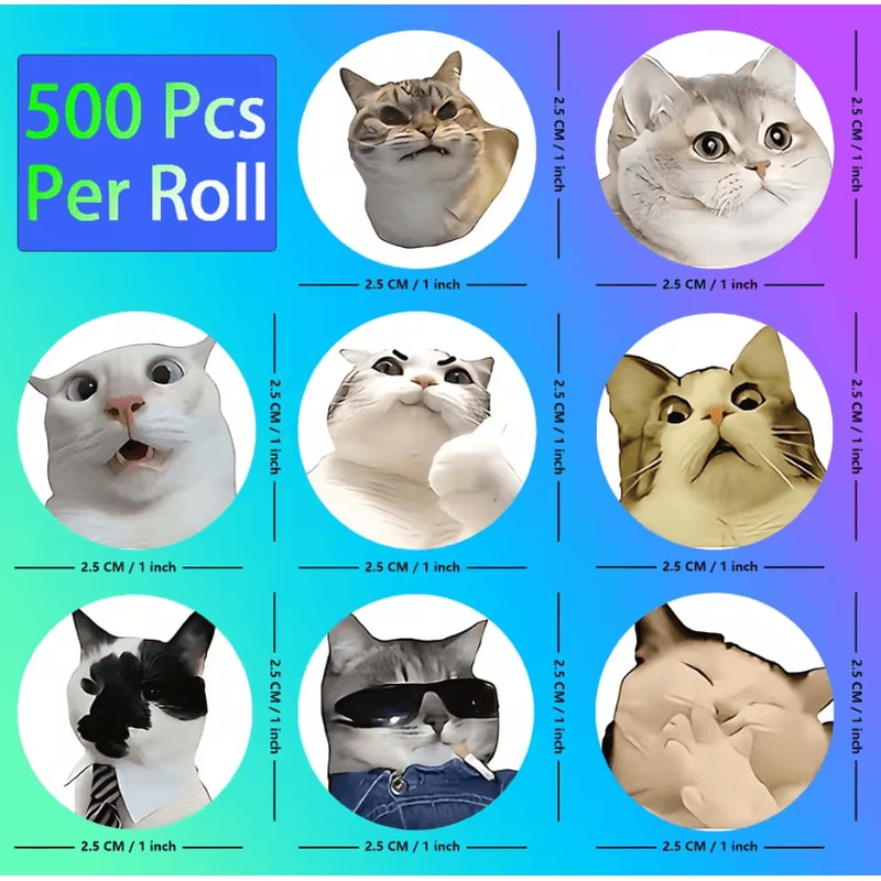 500Pcs Cartoon Cat Stickers Meme Sticker Pack For Planner Scrapbooking Stickers And Cat Lover Gif 5
