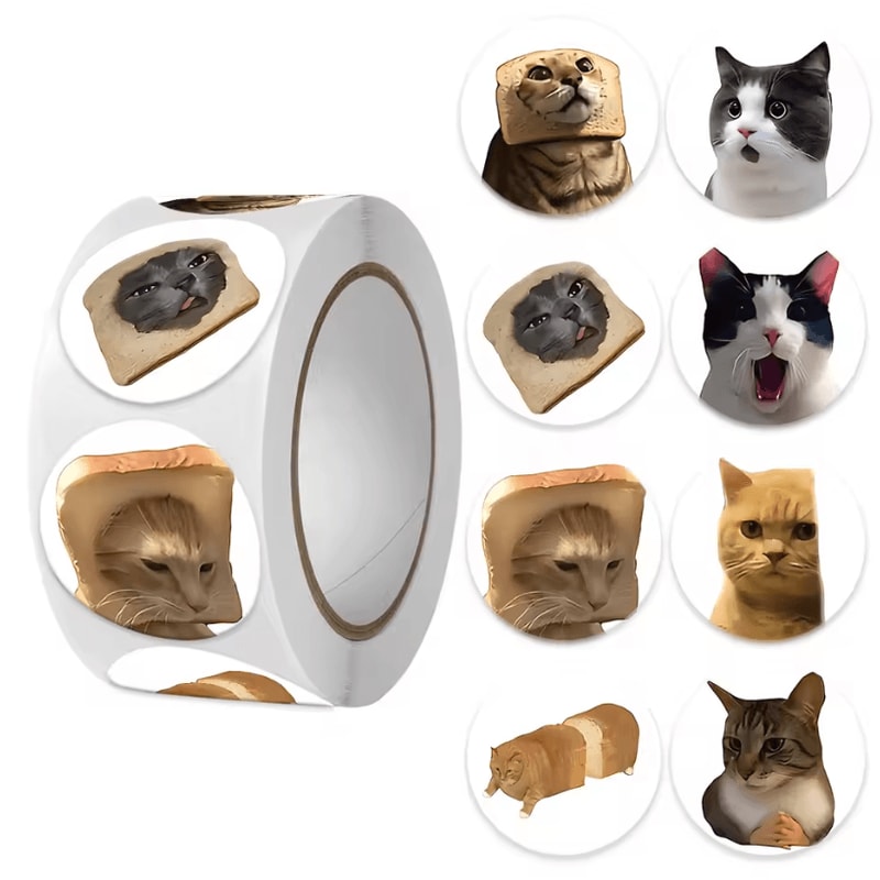 500Pcs Cartoon Cat Stickers Meme Sticker Pack For Planner Scrapbooking Stickers And Cat Lover Gif 6