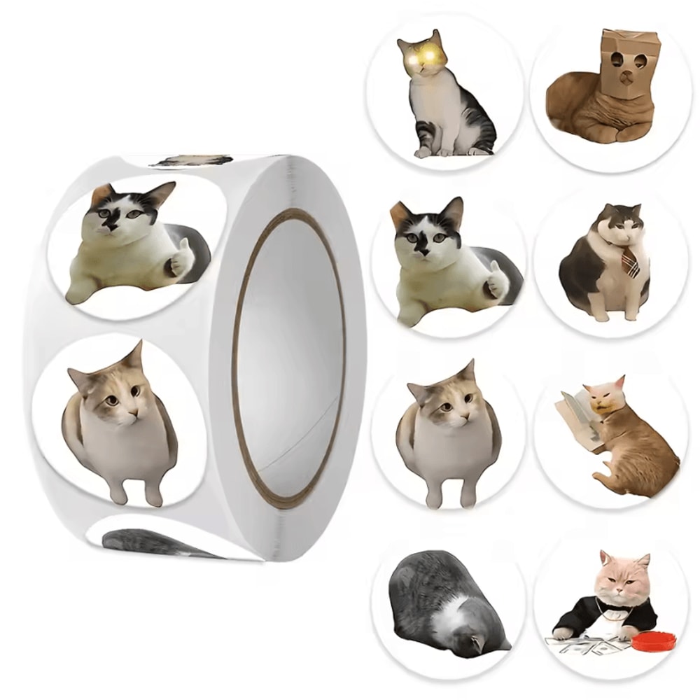 500Pcs Cartoon Cat Stickers Meme Sticker Pack For Planner Scrapbooking Stickers And Cat Lover Gif 7