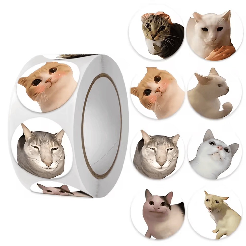 500Pcs Cartoon Cat Stickers Meme Sticker Pack For Planner Scrapbooking Stickers And Cat Lover Gif 8