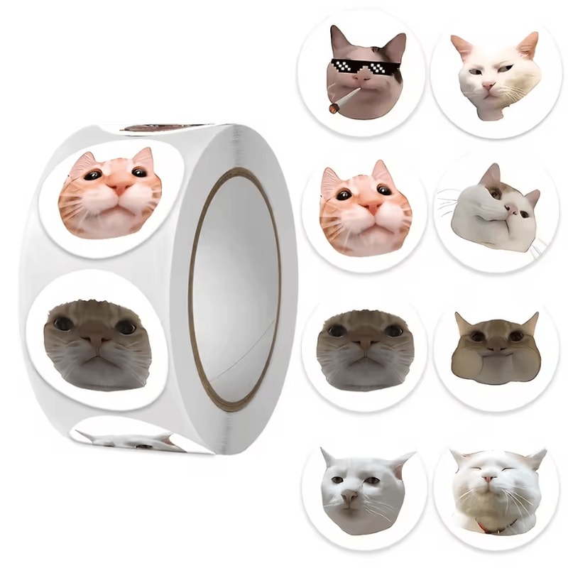 500Pcs Cartoon Cat Stickers Meme Sticker Pack For Planner Scrapbooking Stickers And Cat Lover Gif 9