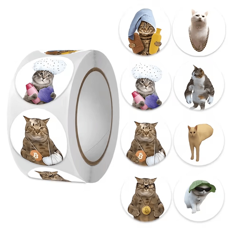 500Pcs Cartoon Cat Stickers Meme Sticker Pack For Planner Scrapbooking Stickers And Cat Lover Gif 11