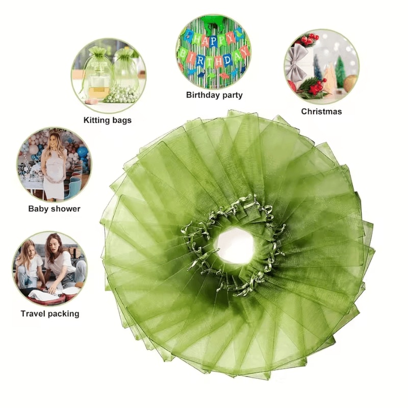 50Pcs Organza Drawstring Bags 394 By 591 In Sheer Fabric Gift Pouches For Wedding Favor Bags 2