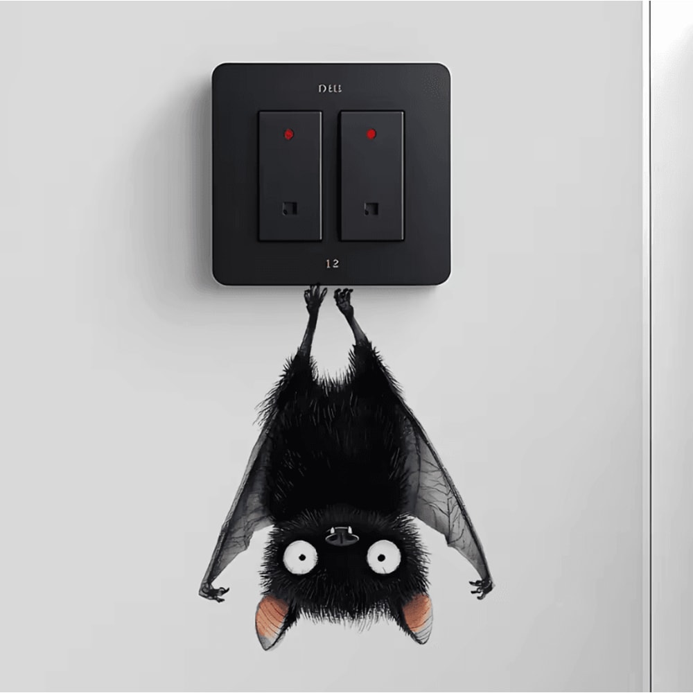 1Pc Funny Cartoon Switch Stickers Funny Bat Wall Decals For Home Decor Sticker In Living Room And 0