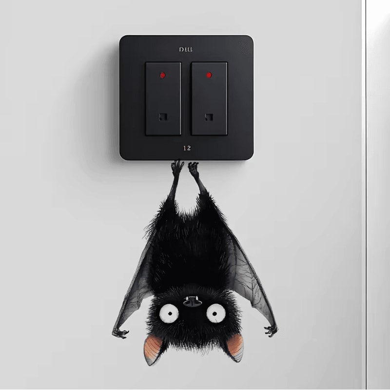 1Pc Funny Cartoon Switch Stickers Funny Bat Wall Decals For Home Decor Sticker In Living Room And 0