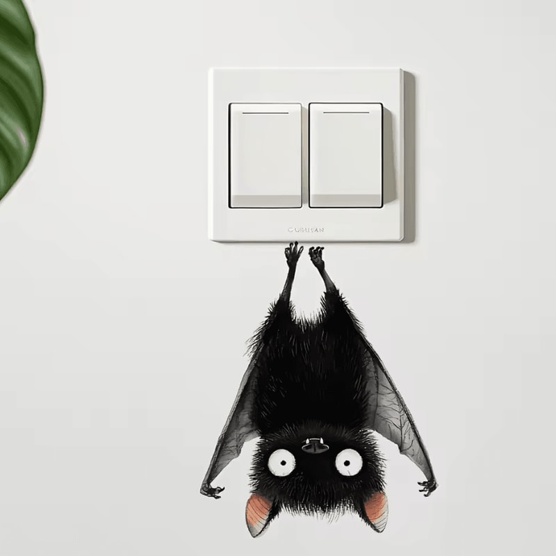 1Pc Funny Cartoon Switch Stickers Funny Bat Wall Decals For Home Decor Sticker In Living Room And 1