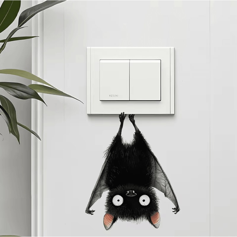 1Pc Funny Cartoon Switch Stickers Funny Bat Wall Decals For Home Decor Sticker In Living Room And 2