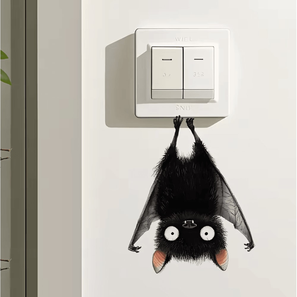 1Pc Funny Cartoon Switch Stickers Funny Bat Wall Decals For Home Decor Sticker In Living Room And 3
