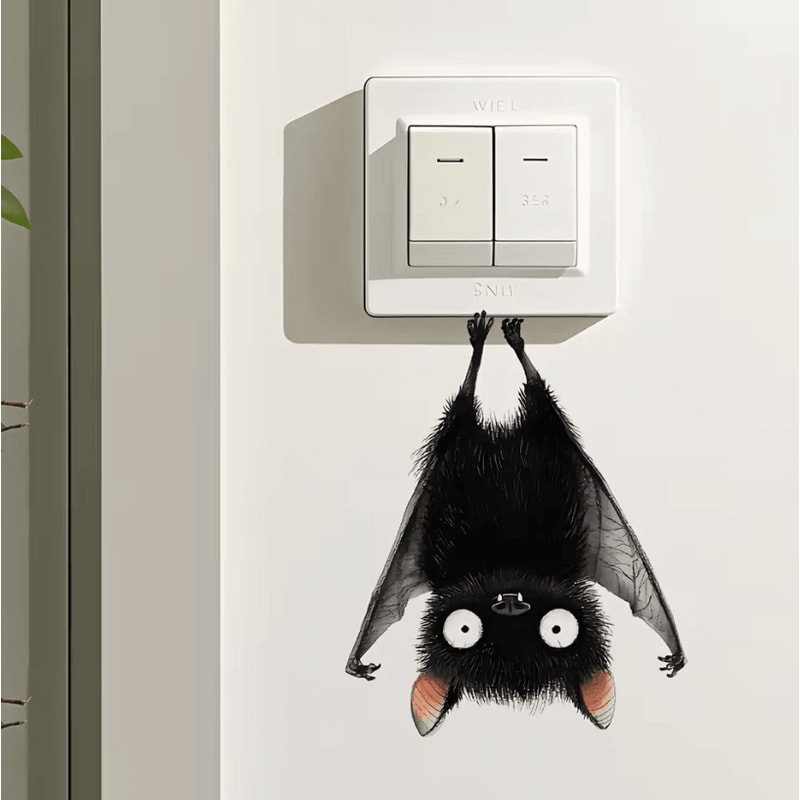 1Pc Funny Cartoon Switch Stickers Funny Bat Wall Decals For Home Decor Sticker In Living Room And 3