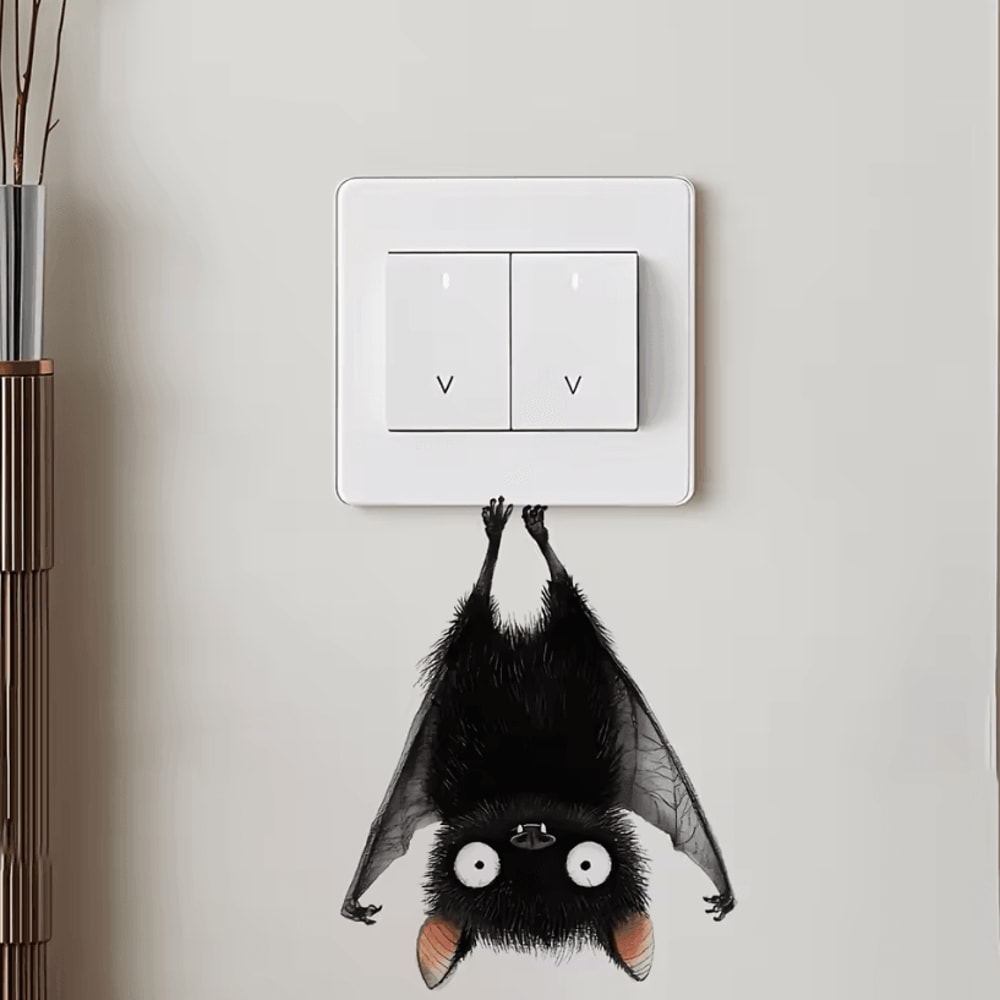 1Pc Funny Cartoon Switch Stickers Funny Bat Wall Decals For Home Decor Sticker In Living Room And 4