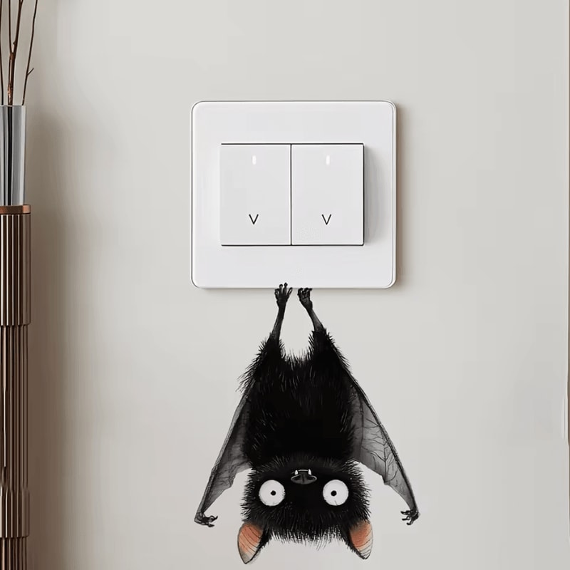 1Pc Funny Cartoon Switch Stickers Funny Bat Wall Decals For Home Decor Sticker In Living Room And 4