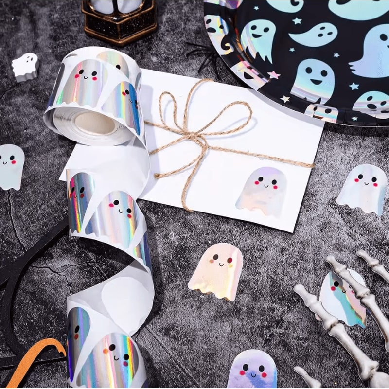 500Pcs Halloween Stickers Set Holographic Ghost Stickers Waterproof For Party Decoration Supplies 0