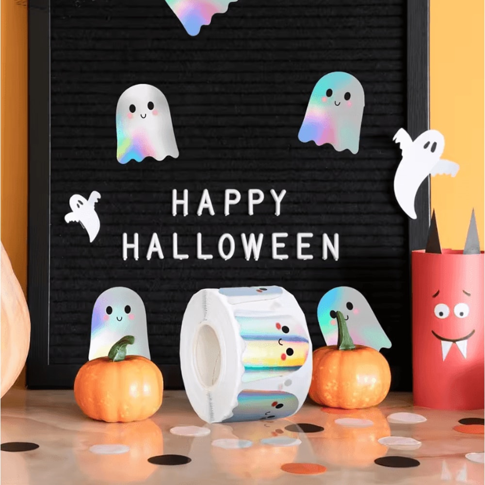 500Pcs Halloween Stickers Set Holographic Ghost Stickers Waterproof For Party Decoration Supplies 1