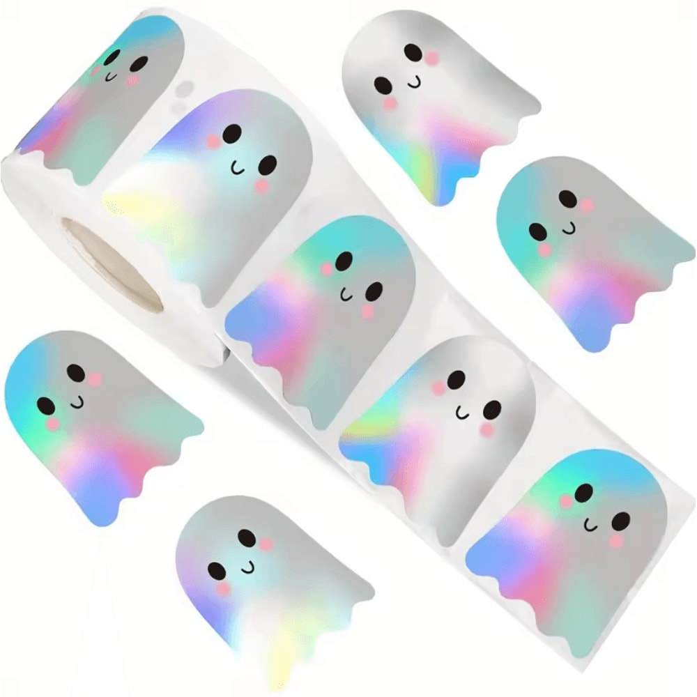 500Pcs Halloween Stickers Set Holographic Ghost Stickers Waterproof For Party Decoration Supplies 5