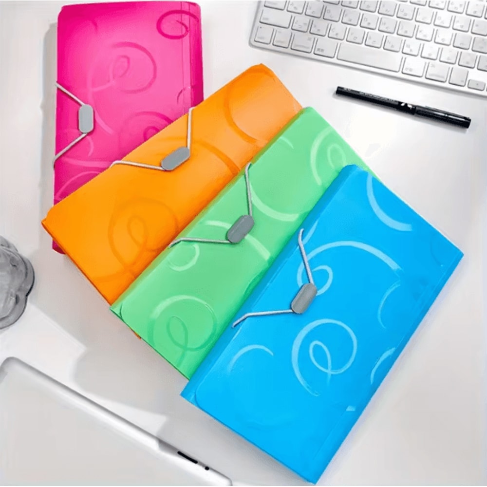 A6 Portable File Folder Expanding Document Organizer With Card Holder File Wallet Plastic Pouch 0
