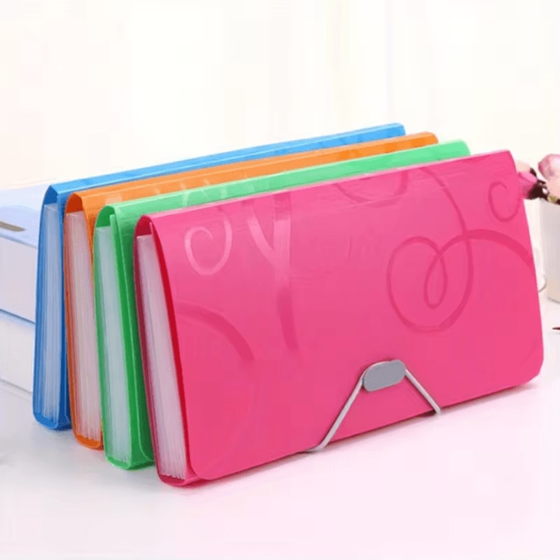 A6 Portable File Folder Expanding Document Organizer With Card Holder File Wallet Plastic Pouch 1