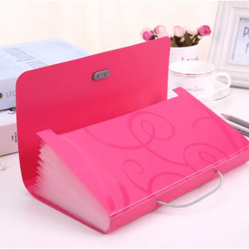 A6 Portable File Folder Expanding Document Organizer With Card Holder File Wallet Plastic Pouch 2