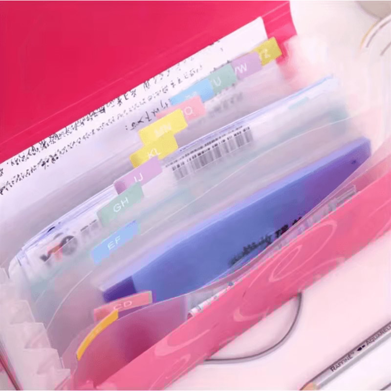 A6 Portable File Folder Expanding Document Organizer With Card Holder File Wallet Plastic Pouch 4