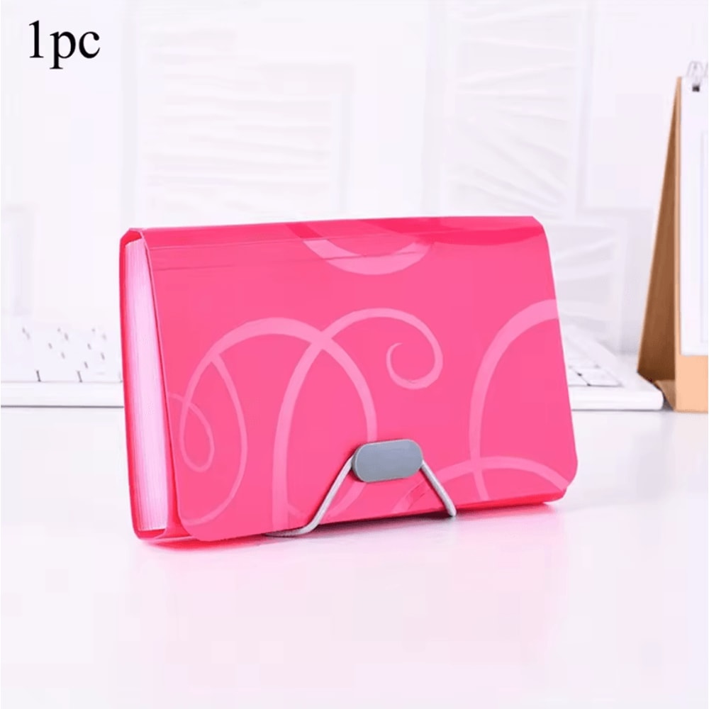 A6 Portable File Folder Expanding Document Organizer With Card Holder File Wallet Plastic Pouch 6