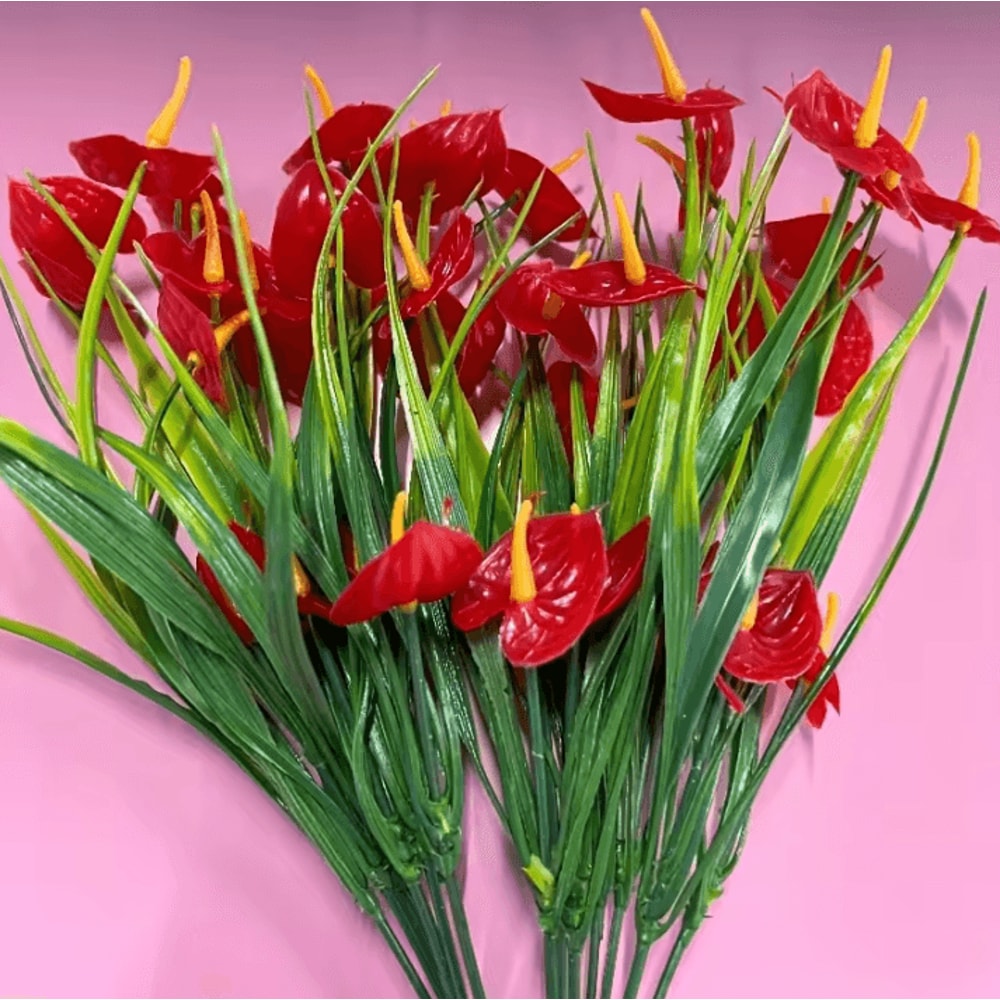 2Pcs Artificial Flower Bouquets Plastic Fake Flowers For Table Centerpiece Decor And Home Accents 0
