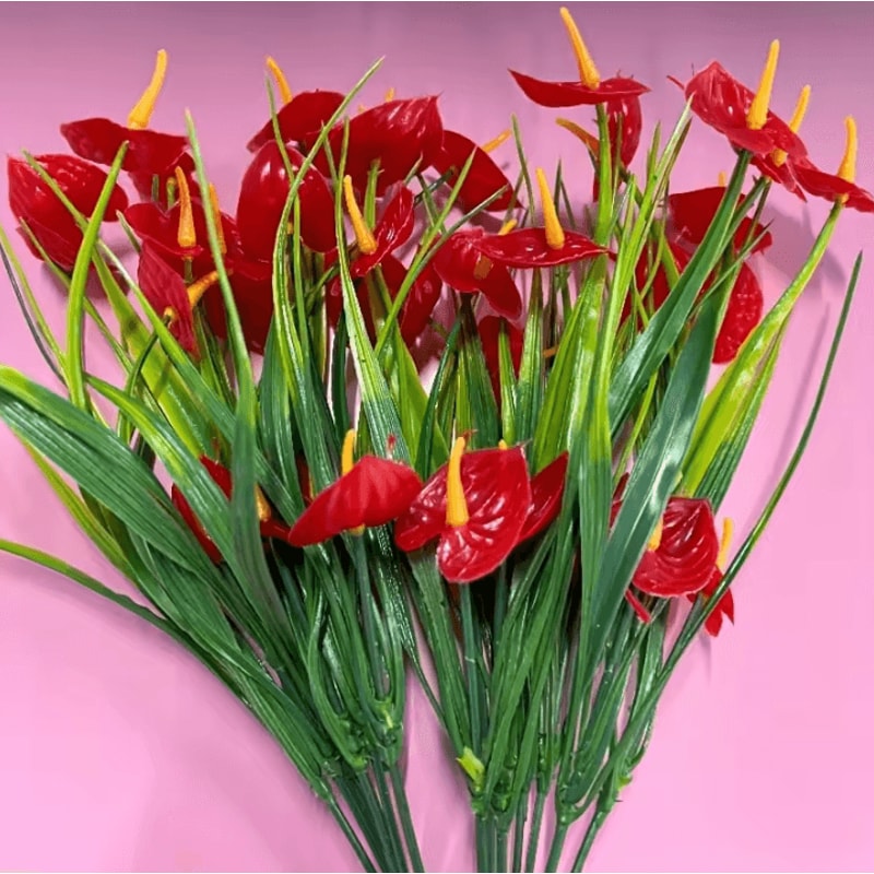 2Pcs Artificial Flower Bouquets Plastic Fake Flowers For Table Centerpiece Decor And Home Accents 0
