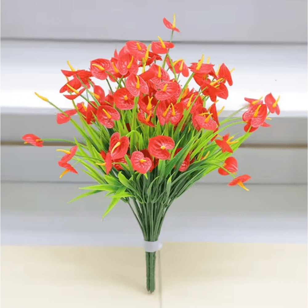 2Pcs Artificial Flower Bouquets Plastic Fake Flowers For Table Centerpiece Decor And Home Accents 1