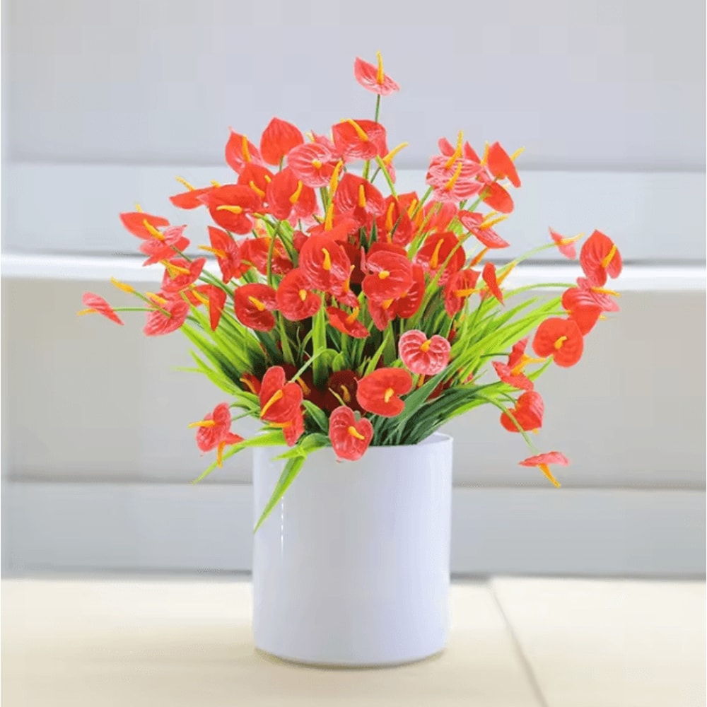 2Pcs Artificial Flower Bouquets Plastic Fake Flowers For Table Centerpiece Decor And Home Accents 2