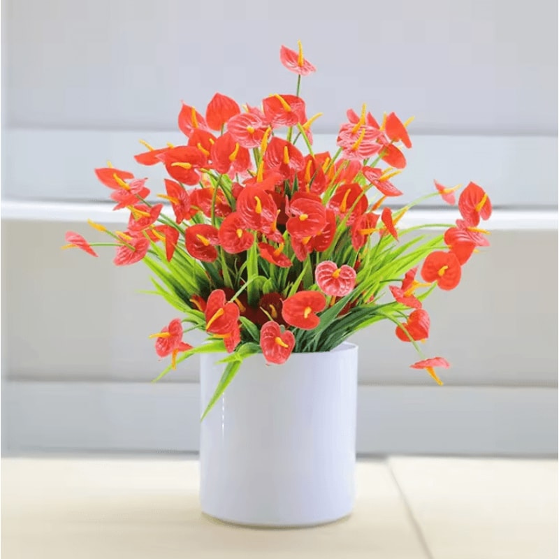 2Pcs Artificial Flower Bouquets Plastic Fake Flowers For Table Centerpiece Decor And Home Accents 2