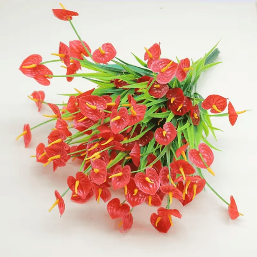 2Pcs Artificial Flower Bouquets Plastic Fake Flowers For Table Centerpiece Decor And Home Accents 3