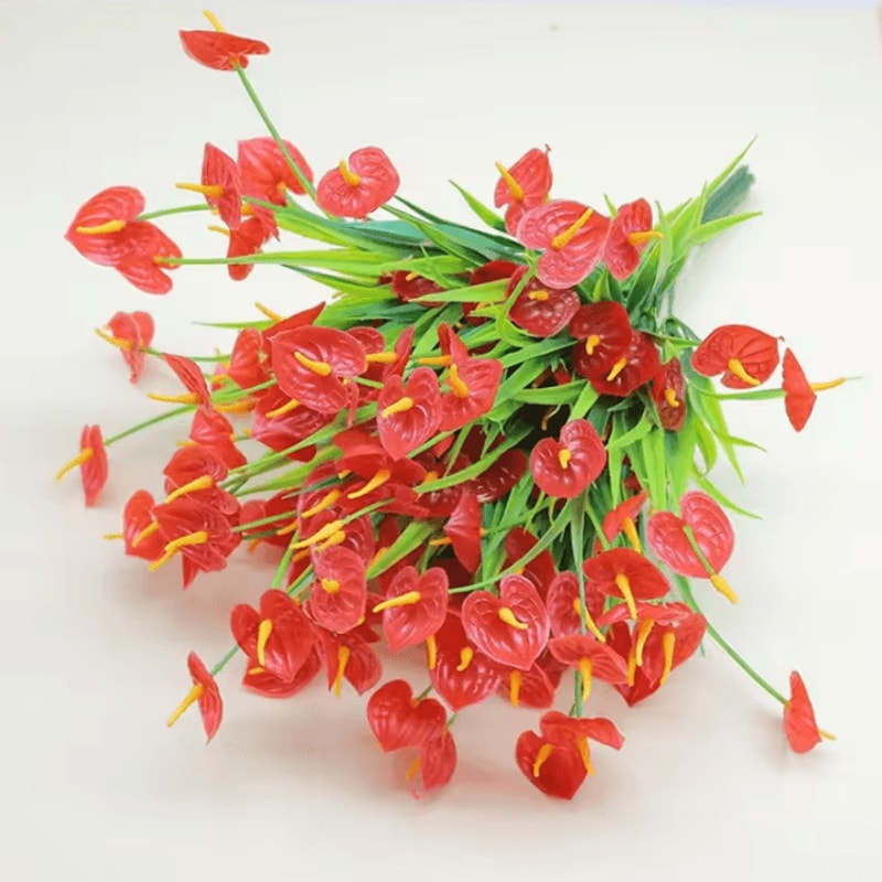 2Pcs Artificial Flower Bouquets Plastic Fake Flowers For Table Centerpiece Decor And Home Accents 3