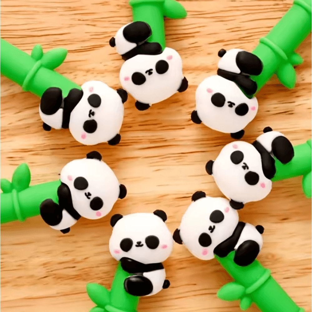 10Pcs Cute Black Gel Pens Silicone Gel Pens With Panda Bamboo Pens For School And Office Stationer 3